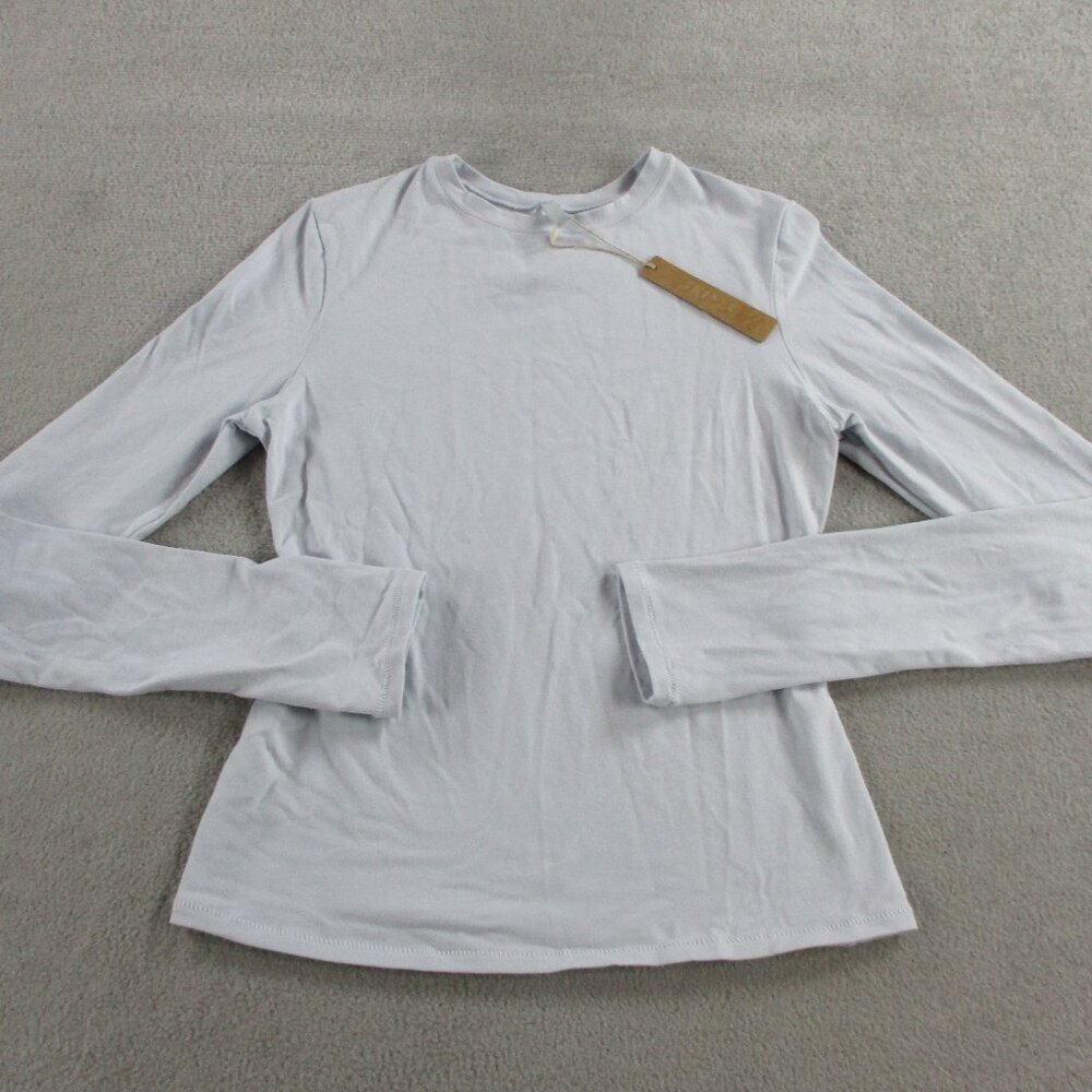 SKIMS Cotton Jersey Long Sleeve T Shirt Womens Medium Zen Blue Casual Crewneck - Picture 2 of 9